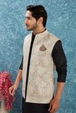 Indian Traditional Men's Jacquard Open Waistcoat Weddings & Festive Occasions Nehru Jacket