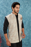 Indian Traditional Men's Jacquard Open Waistcoat Weddings & Festive Occasions Nehru Jacket