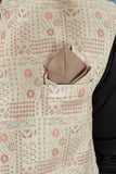 Indian Traditional Men's Jacquard Open Waistcoat Weddings & Festive Occasions Nehru Jacket