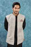 Indian Traditional Men's Jacquard Open Waistcoat Weddings & Festive Occasions Nehru Jacket