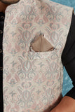 Indian Traditional Men's Jacquard Open Waistcoat Weddings & Festive Occasions Nehru Jacket