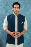 Indian Traditional Men's Jacquard Open Waistcoat Weddings & Festive Occasions Nehru Jacket