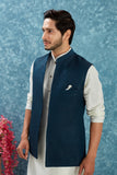 Indian Traditional Men's Jacquard Open Waistcoat Weddings & Festive Occasions Nehru Jacket