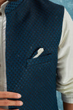 Indian Traditional Men's Jacquard Open Waistcoat Weddings & Festive Occasions Nehru Jacket