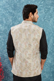 Indian Traditional Men's Jacquard Open Waistcoat Weddings & Festive Occasions Nehru Jacket