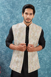 Indian Traditional Men's Jacquard Open Waistcoat Weddings & Festive Occasions Nehru Jacket