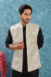 Indian Traditional Men's Jacquard Open Waistcoat Weddings & Festive Occasions Nehru Jacket