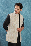 Indian Traditional Men's Jacquard Open Waistcoat Weddings & Festive Occasions Nehru Jacket