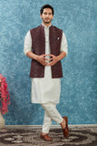 Indian Traditional Men's Jacquard Open Waistcoat Weddings & Festive Occasions Nehru Jacket
