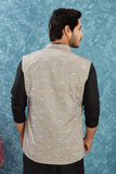 Indian Traditional Men's Jacquard Open Waistcoat Weddings & Festive Occasions Nehru Jacket