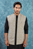 Indian Traditional Men's Jacquard Open Waistcoat Weddings & Festive Occasions Nehru Jacket