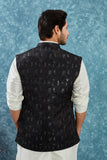 Indian Traditional Men's Jacquard Open Waistcoat Weddings & Festive Occasions Nehru Jacket