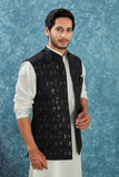 Indian Traditional Men's Jacquard Open Waistcoat Weddings & Festive Occasions Nehru Jacket