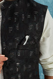 Indian Traditional Men's Jacquard Open Waistcoat Weddings & Festive Occasions Nehru Jacket