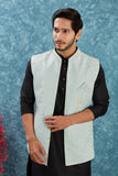 Indian Traditional Men's Jacquard Open Waistcoat Weddings & Festive Occasions Nehru Jacket