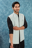 Indian Traditional Men's Jacquard Open Waistcoat Weddings & Festive Occasions Nehru Jacket