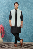 Indian Traditional Men's Jacquard Open Waistcoat Weddings & Festive Occasions Nehru Jacket