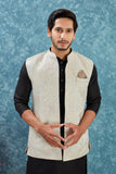 Indian Traditional Men's Jacquard Open Waistcoat Weddings & Festive Occasions Nehru Jacket