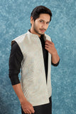 Indian Traditional Men's Jacquard Open Waistcoat Weddings & Festive Occasions Nehru Jacket