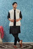Indian Traditional Men's Jacquard Open Waistcoat Weddings & Festive Occasions Nehru Jacket