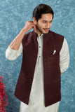 Indian Traditional Men's Jacquard Open Waistcoat Weddings & Festive Occasions Nehru Jacket