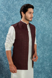 Indian Traditional Men's Jacquard Open Waistcoat Weddings & Festive Occasions Nehru Jacket