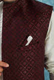 Indian Traditional Men's Jacquard Open Waistcoat Weddings & Festive Occasions Nehru Jacket