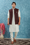 Indian Traditional Men's Jacquard Open Waistcoat Weddings & Festive Occasions Nehru Jacket
