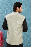 Indian Traditional Men's Jacquard Open Waistcoat Weddings & Festive Occasions Nehru Jacket
