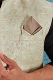 Indian Traditional Men's Jacquard Open Waistcoat Weddings & Festive Occasions Nehru Jacket