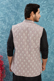 Indian Traditional Men's Jacquard Open Waistcoat Weddings & Festive Occasions Nehru Jacket
