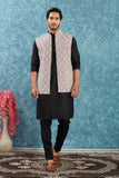 Indian Traditional Men's Jacquard Open Waistcoat Weddings & Festive Occasions Nehru Jacket
