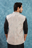 Indian Traditional Men's Jacquard Open Waistcoat Weddings & Festive Occasions Nehru Jacket