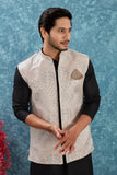 Indian Traditional Men's Jacquard Open Waistcoat Weddings & Festive Occasions Nehru Jacket