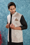 Indian Traditional Men's Jacquard Open Waistcoat Weddings & Festive Occasions Nehru Jacket
