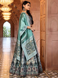 Sage Royalty Ethnic Print Lehenga Set