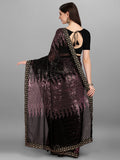 Black & Wine Pyramid Sequin Designer Georgette Saree