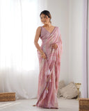 Onion Pink Sequin Saree Elegant Georgette Saree with Mirror Shine for Festive & Party Wear