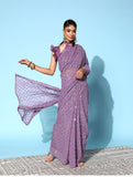 Purple Sequin Georgette Saree with Geometric Diamond Embroidery
