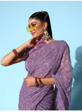 Purple Sequin Georgette Saree with Geometric Diamond Embroidery