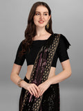 Black & Wine Pyramid Sequin Designer Georgette Saree