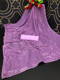 Midnight Noir Purple Sequin Georgette Saree For Women