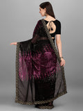 Black & Pink Pyramid Sequin Designer Georgette Saree