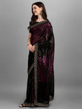 Black & Pink Pyramid Sequin Designer Georgette Saree