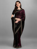 Black & Pink Pyramid Sequin Designer Georgette Saree
