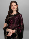 Black & Pink Pyramid Sequin Designer Georgette Saree