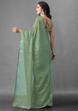 Midnight Noir Pista Green Sequin Georgette Saree For Women
