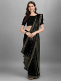 Black & Green Pyramid Sequin Designer Georgette Saree