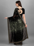 Black & Green Pyramid Sequin Designer Georgette Saree