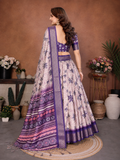 Purple Banarasi Silk Half Saree Lehenga Choli, South Indian Langa Voni Set